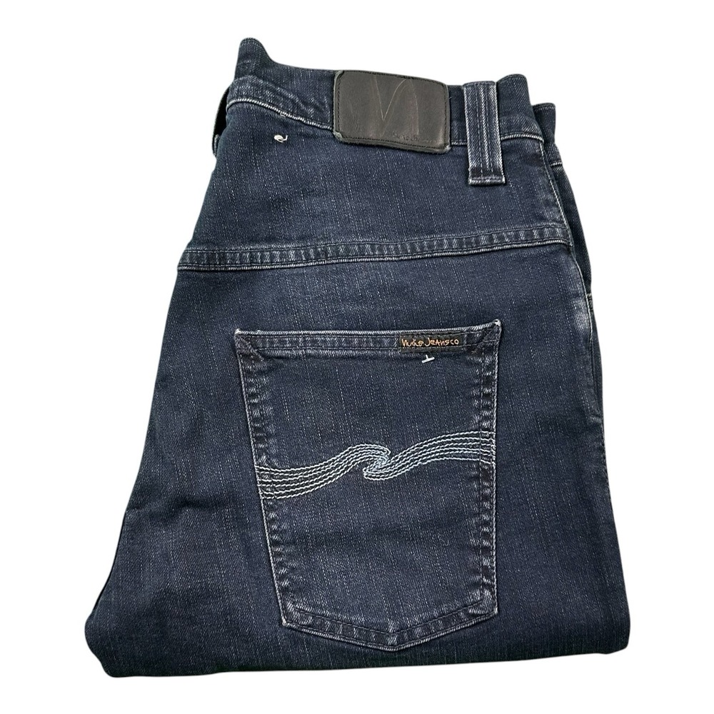 Nudie Jeans Thin Finn Blue Strike Stretch Denim Jeans Size 33X32